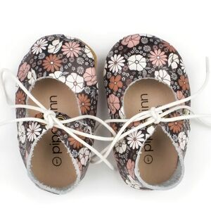 Piper Finn Baby Shoes Black Floral Lace Up Mary Jane Soft Sole Leather Girls 1